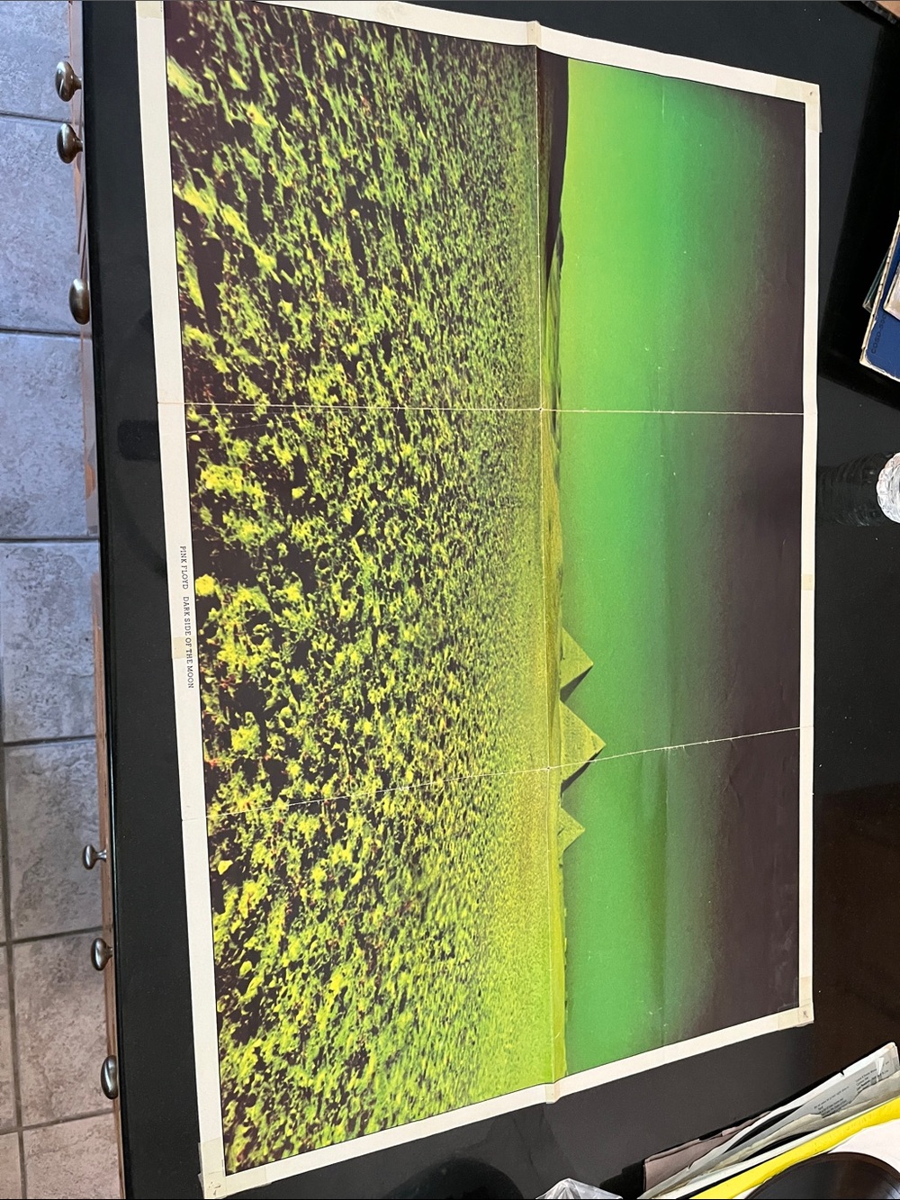 Pink Floyd Green and Yellow Desert Landscape Poster vintage